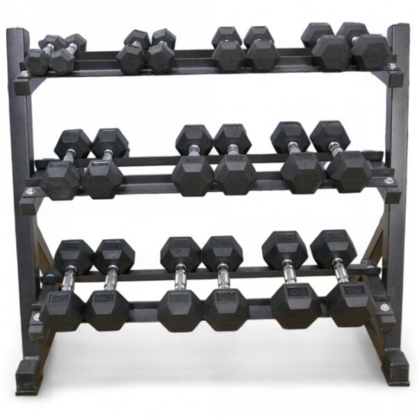 1 - 10kg Set of Hex Dumbbells & 3 Tier Rack