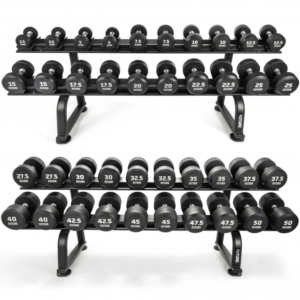 2.5 - 50kg Premium Rubber Dumbbell Set & Horizontal Racks